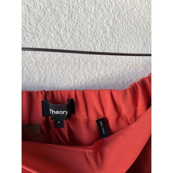 Theory sz 2 Treeca Pull On Modern Crepe 2 Coral  Straight Trouser Pants - Picture 4 of 10